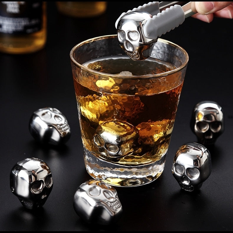 Stainless Steel Skull-Shaped Ice Cubes (pack of 8)