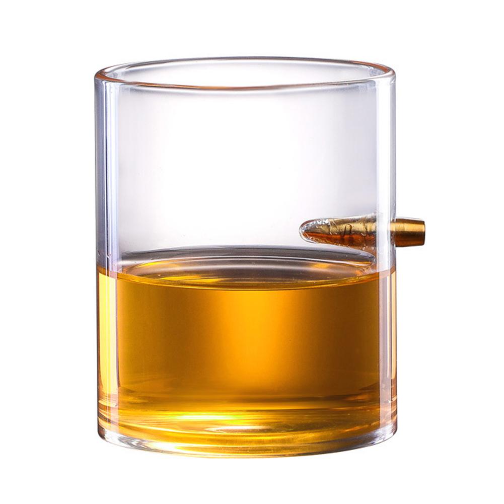 Hand Blown Whiskey Cup with Embedded Gold Bullet