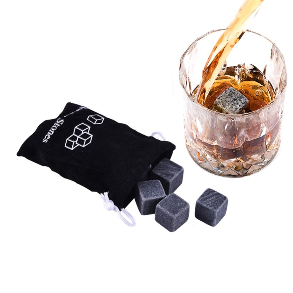 Natural Whiskey Stones (6-piece pouch set)